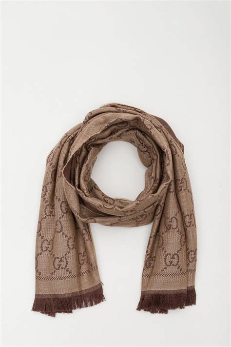 gucci gg jacquard pattern knitted scarf|Gucci jacquard wool scarf v.